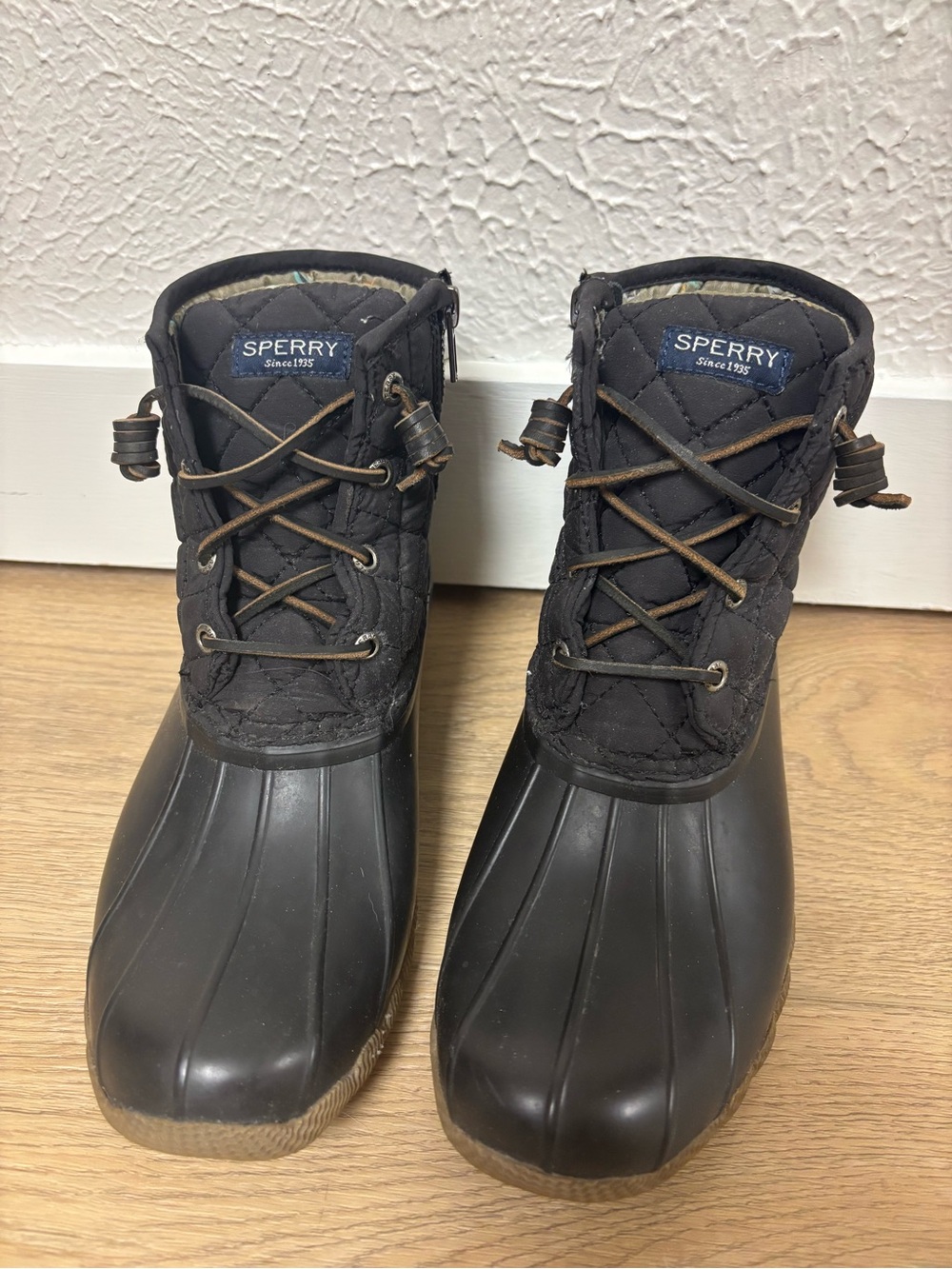 Sperry Black Quilted Duck Rain Boots - Women's
